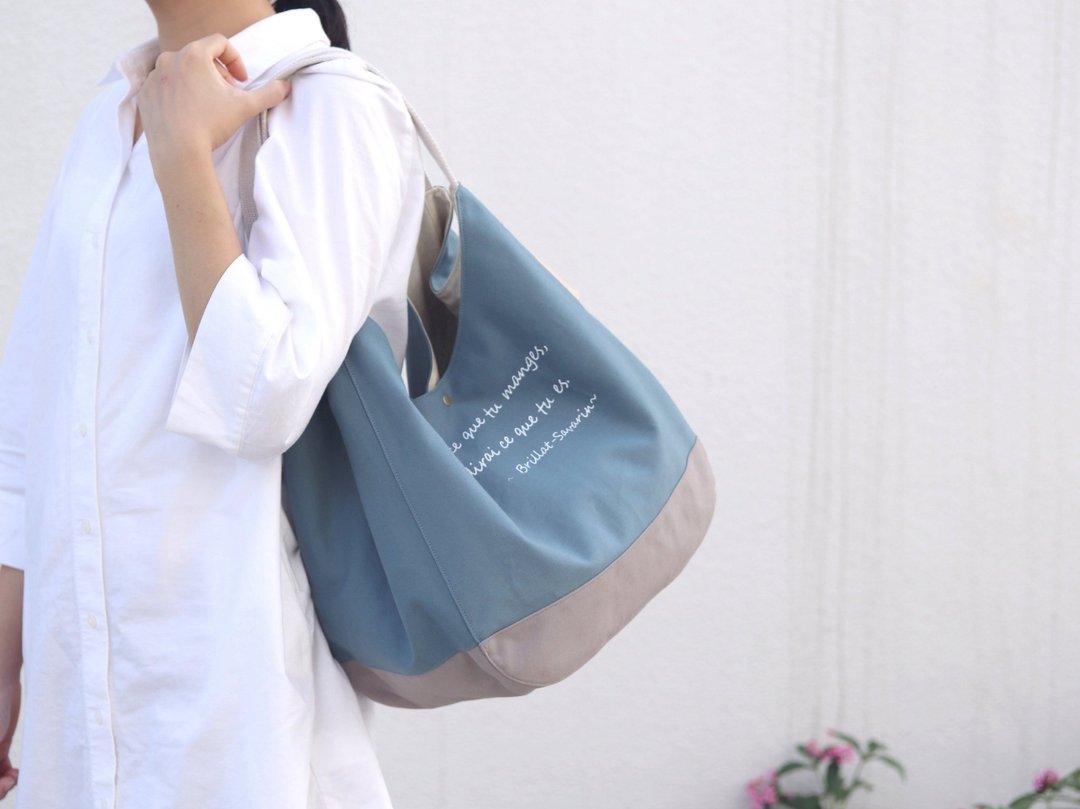 法式生活肩背包 - 日本帆布 / 防水内里 / 大容量 - 侧背包/斜挎包 - 其他材质 蓝色