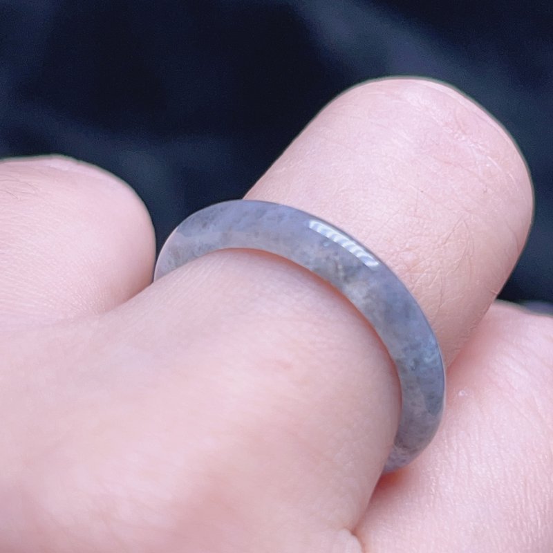 【求·缘】冰乌鸡翡翠戒圈 | 国际15围 | 天然缅甸翡翠A货 | 送礼 - 戒指 - 玉石 黑色