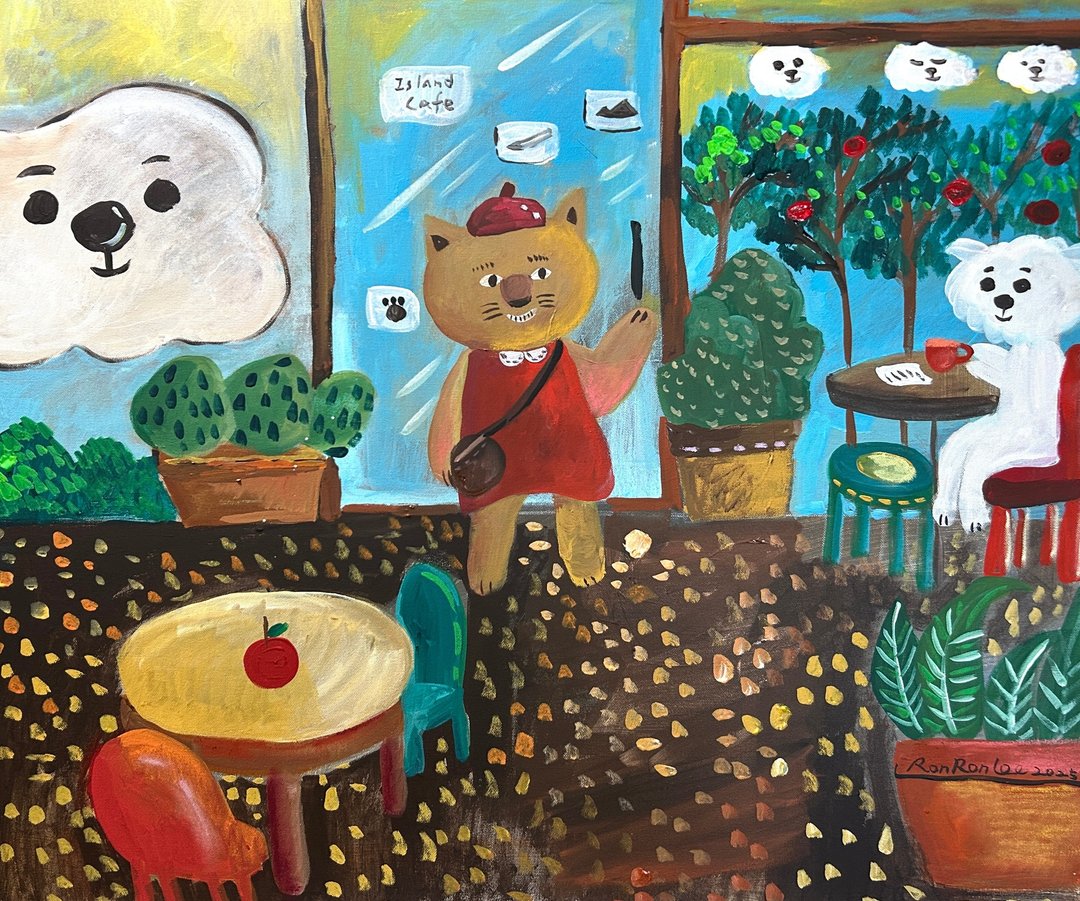 困猫 - 猫咪咖啡店 - 手绘原创画作 - 压克力彩 - 海报/装饰画/版画 - 其他材质 