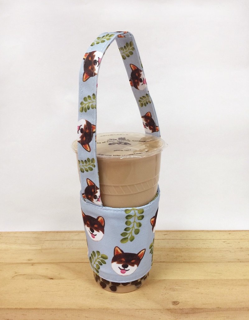 饮料杯提袋-叶子微笑柴犬 - 随行杯提袋/水壶袋 - 其他材质 