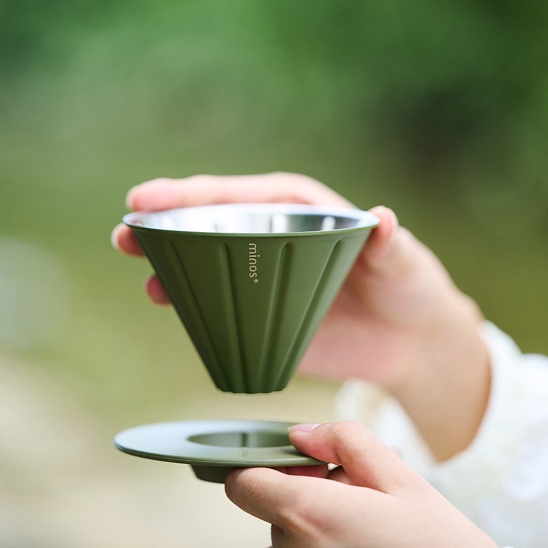 不锈钢滤杯 两种尺寸 304不锈钢 分离式底座 露营携带 - 咖啡壶/周边 - 不锈钢 绿色