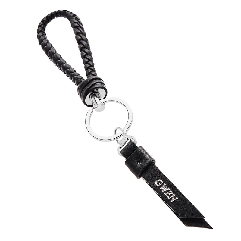 真皮手工编织钥匙圈 - 钥匙链/钥匙包 - 真皮 黑色