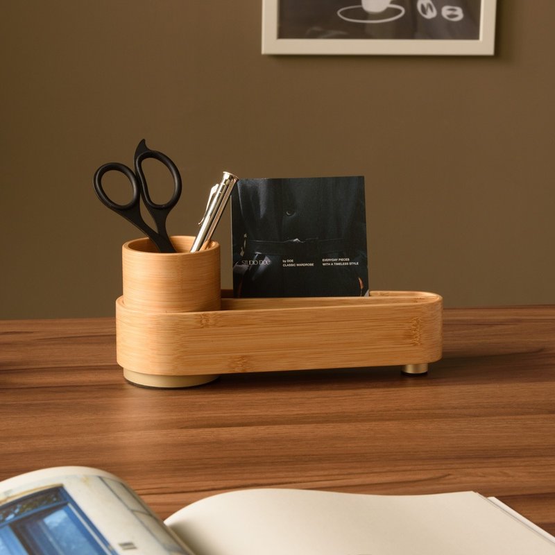 【Gudee】ORSON 文具信件收纳架 笔筒 (深棕色/原竹色) - 笔筒/笔座 - 竹 咖啡色