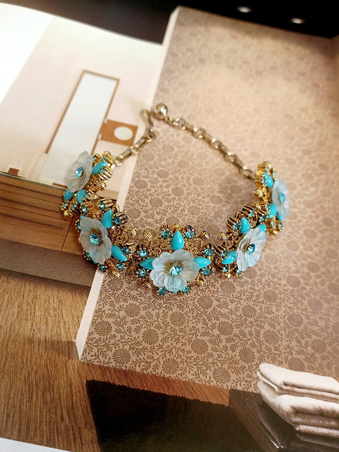 vintage jewelry  优雅立体仿青石莱茵小花手链 - 手链/手环 - 其他金属 