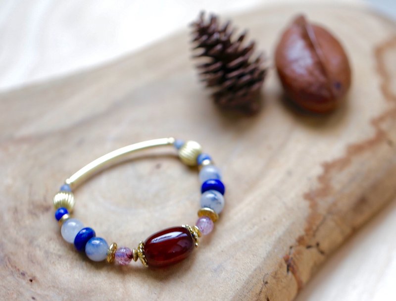 ||青花彤|| 青花瓷系列。龙鳞玛瑙/蓝线石/青金石/红草莓超七 - 手链/手环 - 水晶 多色