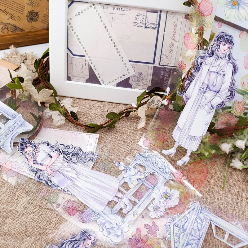 GL1309_透白少女/裝飾膠帶 - 纸胶带 - 塑料 多色