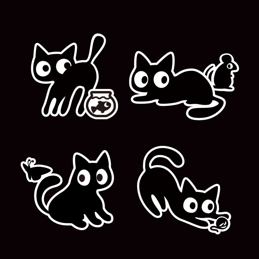 黑猫 猫奴 猫咪 反光贴纸 车贴 机车贴纸 防水耐晒 汽车贴纸 - 贴纸 - 防水材质 