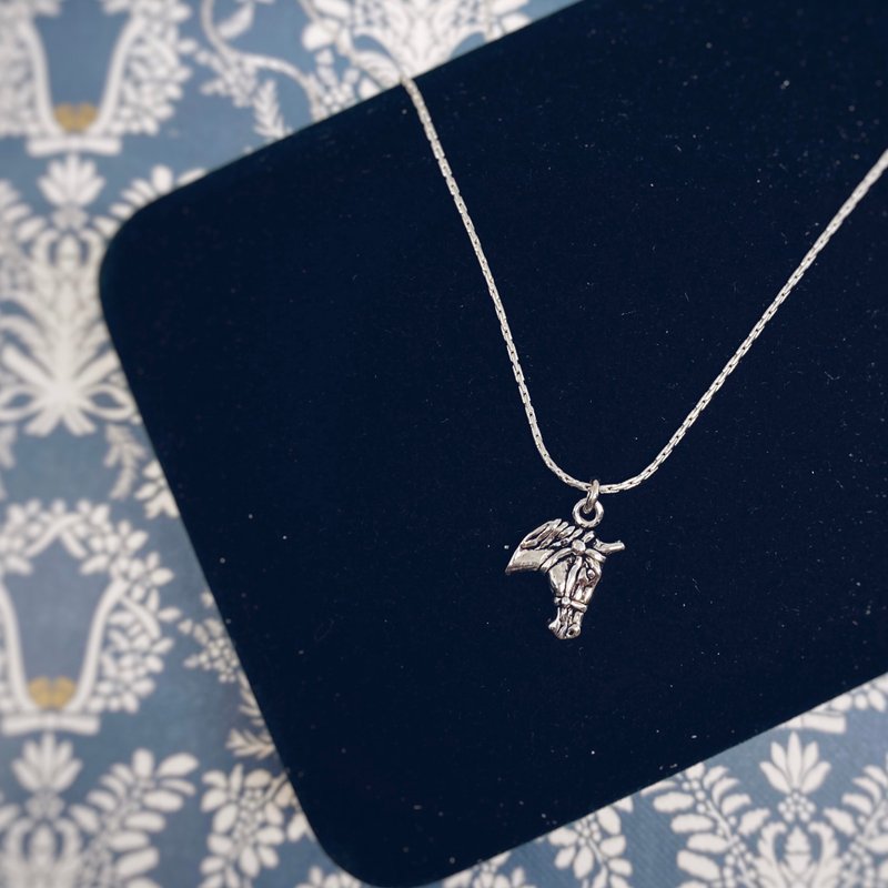 925纯银 复古小马造型项链 爱马仕款 复古 - 项链 - 纯银 银色
