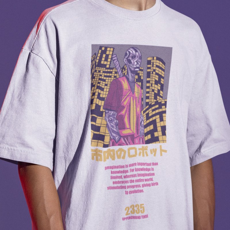 Japanese Cyberpunk Techwear 100% Cotton Unisex T-Shirt - 男装衬衫 - 棉．麻 多色