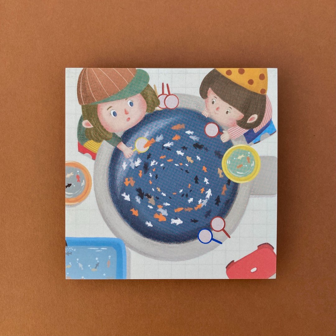 捞金鱼 | 明信片 (P01) - 卡片/明信片 - 纸 白色