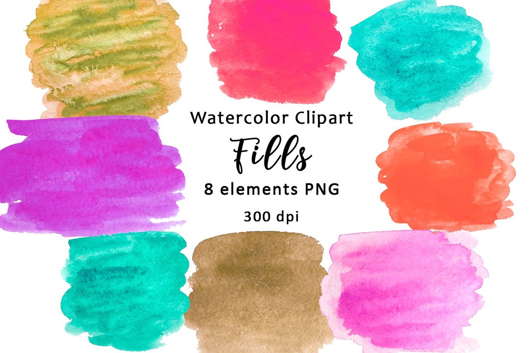 Watercolor Fills Clipart Spots Forms PNG - 电子手绘真人画像/绘画/插画 - 其他材质 