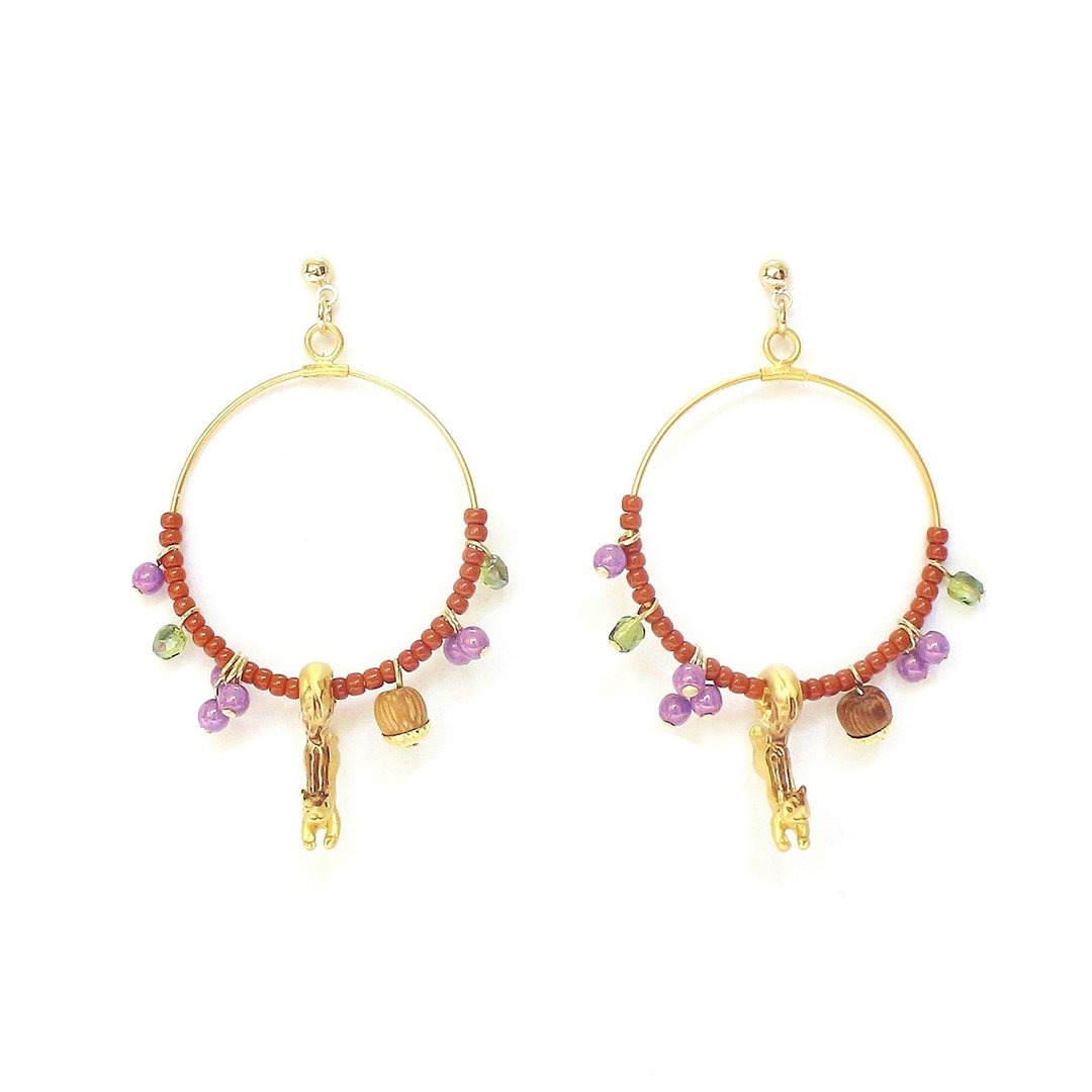 Dancing Tamias PA487 Chipmunk Dance Earrings - 耳环/耳夹 - 其他金属 红色