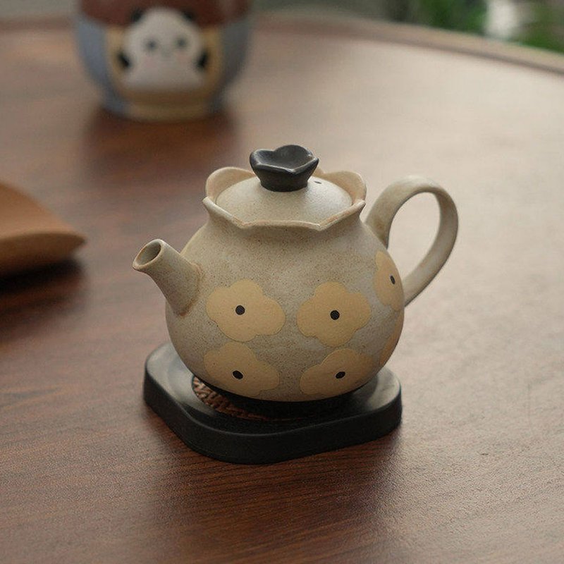 復古花朵手繪陶瓷茶壺 / 日式高顏值泡茶杯 / 家用茶具 - 茶具/茶杯 - 瓷 卡其色