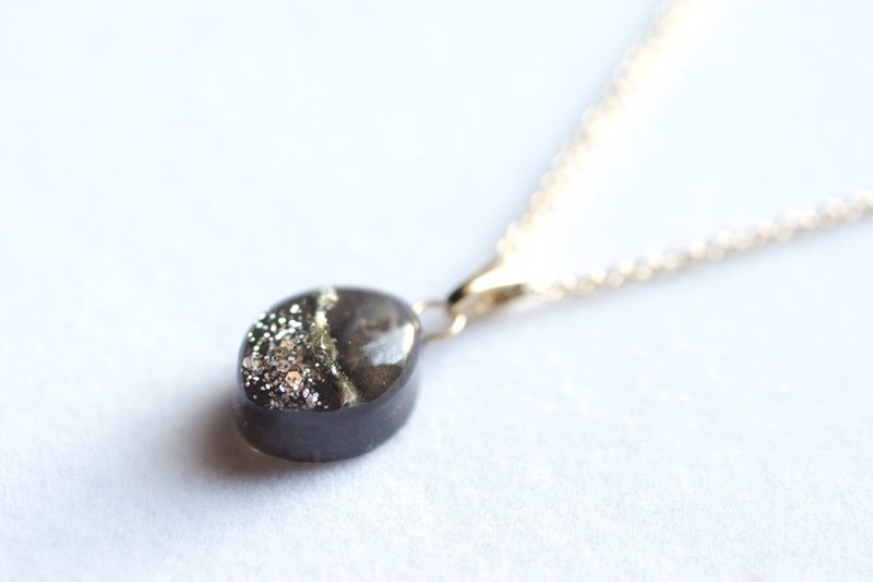 树脂艺术 方形吊坠・夜色深处 - 项链 - 树脂 咖啡色