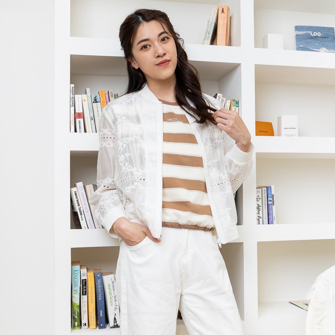 【MEDUSA】纯白天丝棉刺绣微透外套(M-XL) | 女夹克 女外套 防晒 - 女装休闲/机能外套 - 棉 白色