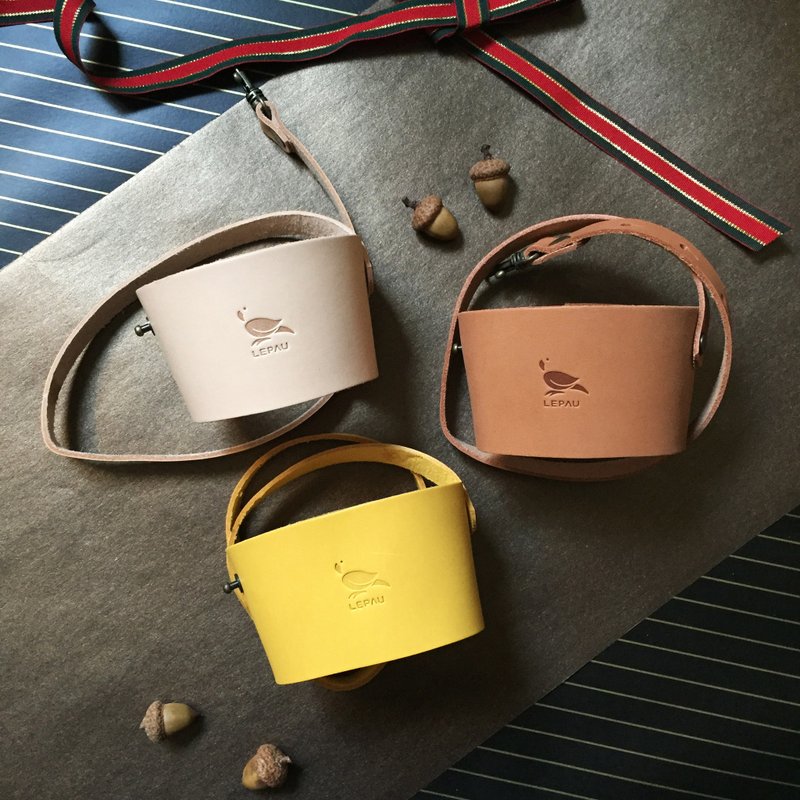 环保饮料提袋【定制烙印 9字内】 - 随行杯提袋/水壶袋 - 真皮 多色