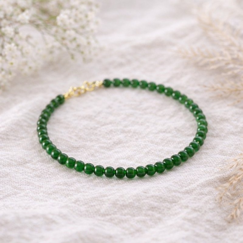 小碧潭 - 4mm 绿玉髓复古细手链 - 手链/手环 - 玉石 绿色