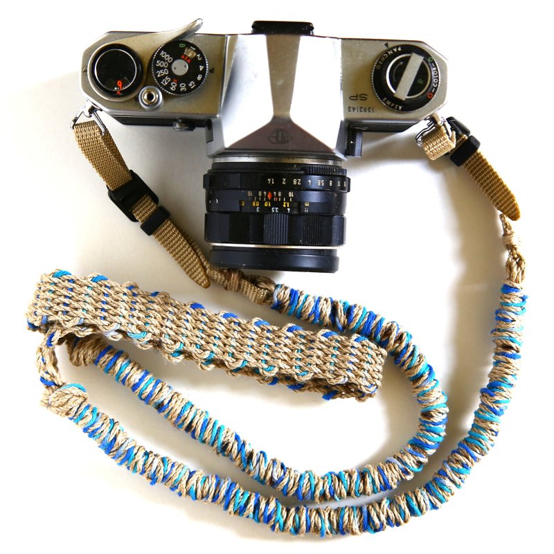 Last one/finished product/MIX hemp camera strap blue/belt - 相机背带/脚架 - 棉．麻 蓝色