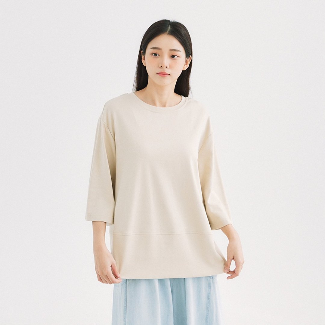 【Simply Yours】百搭宽松中袖T 米F - 女装 T 恤 - 棉 白色