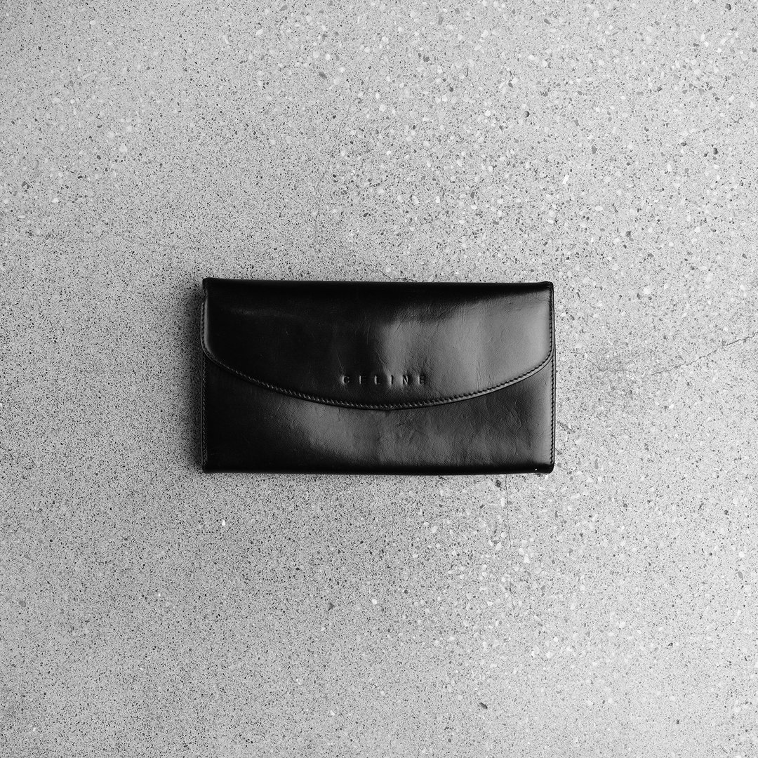 Celine 古董长夹 / Vintage 古着 - 皮夹/钱包 - 真皮 黑色