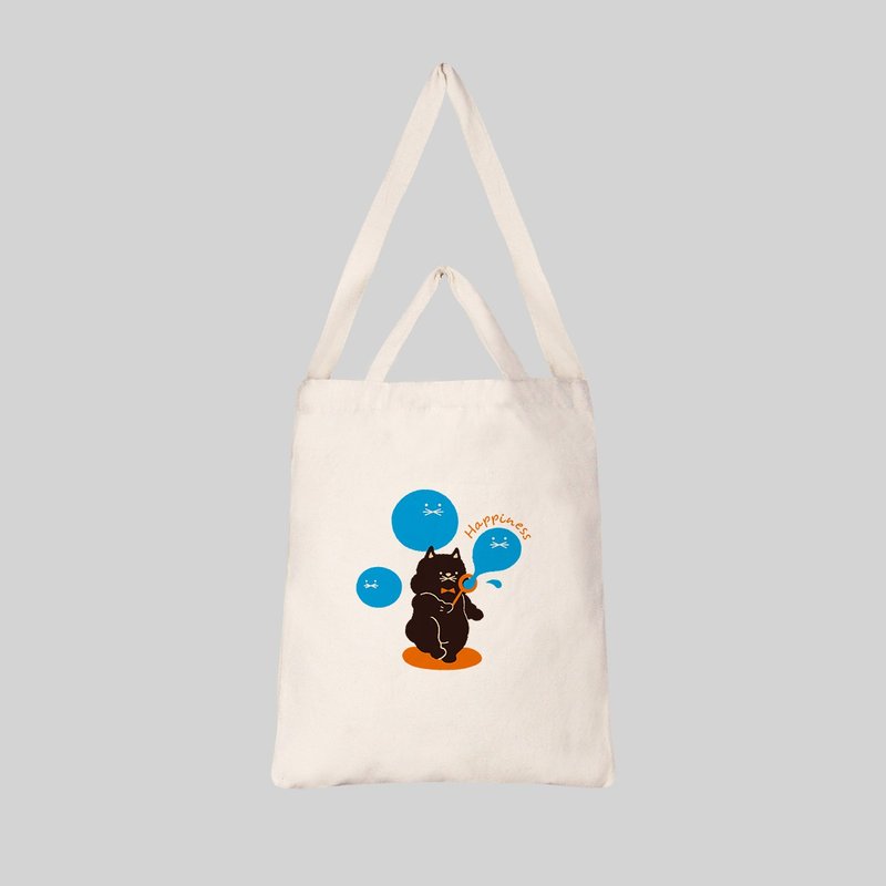 【定制化礼物】Molly Illustration 吹泡泡 直式 横式 帆布包 - 侧背包/斜挎包 - 棉．麻 卡其色