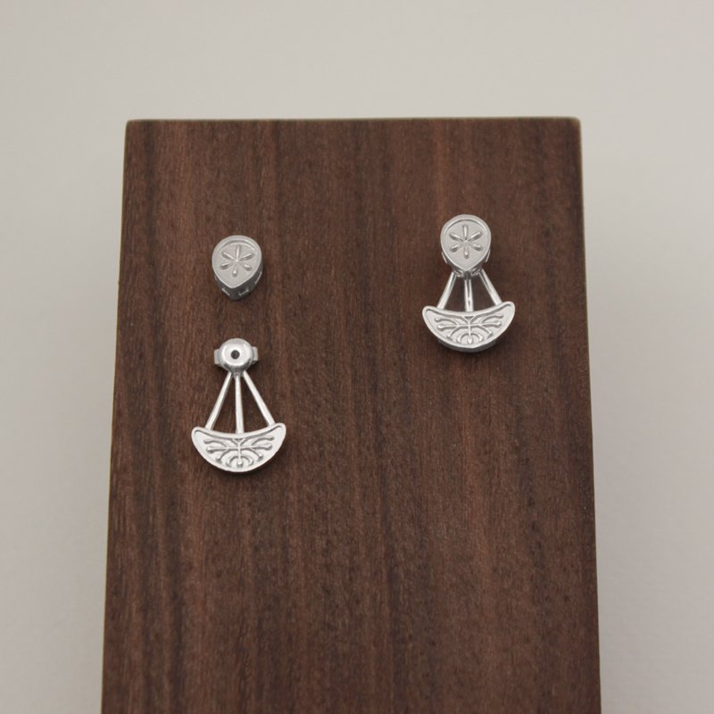 WADANG1405 E (两用款) 白色 - 耳环/耳夹 - 纯银 银色