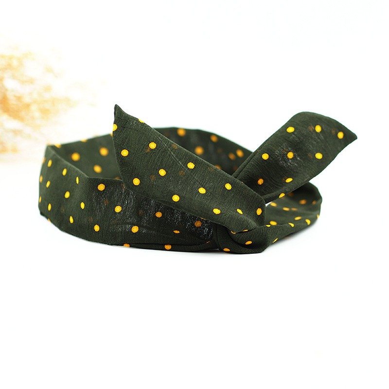 小牛村 Calf Village 手工发饰 铝线发带 多元造型 古着 可爱点点 简约百搭 {抹茶控}【A-94】 - 发饰 - 丝．绢 绿色