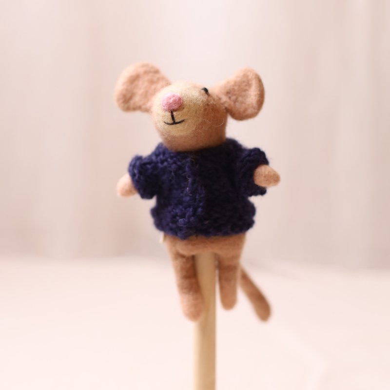 羊毛出在羊山上 羊毛毡 钥匙圈 笔套 毛衣小鼠 - 摆饰 - 羊毛 橘色