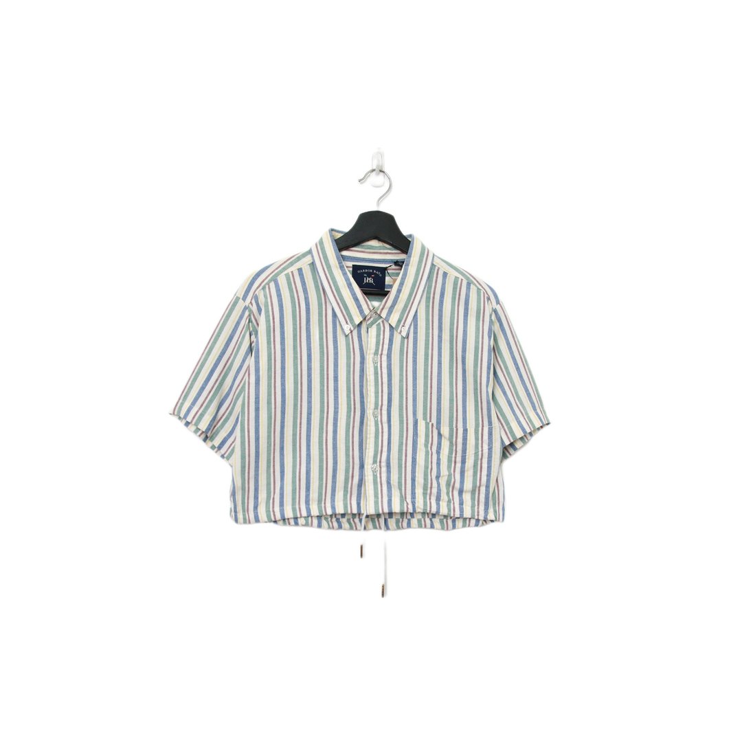 Back to Green-再制短板条纹衬衫 绿蓝红纹 dv-40//vintage shirt - 女装衬衫 - 棉．麻 