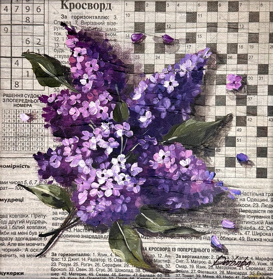 纸上淡紫色的明亮油画 - 墙贴/壁贴 - 其他材质 