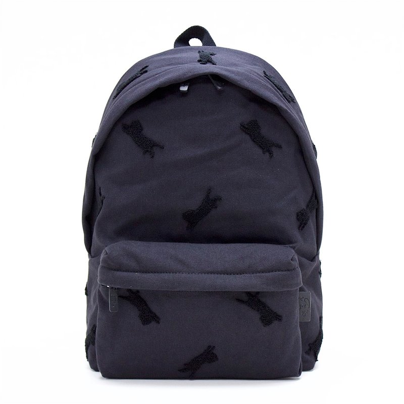 猫猫 Aristocat黑色粒粒绣花纯棉背包 (可置13.5寸/15.5寸笔电) - 后背包/双肩包 - 棉．麻 黑色