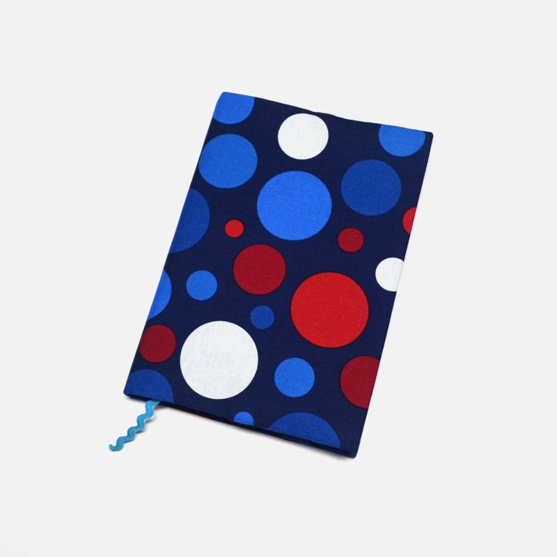 普普风大圆小圆布书衣/布书套 手作 帆布 可调式 - 书衣/书套 - 棉．麻 蓝色