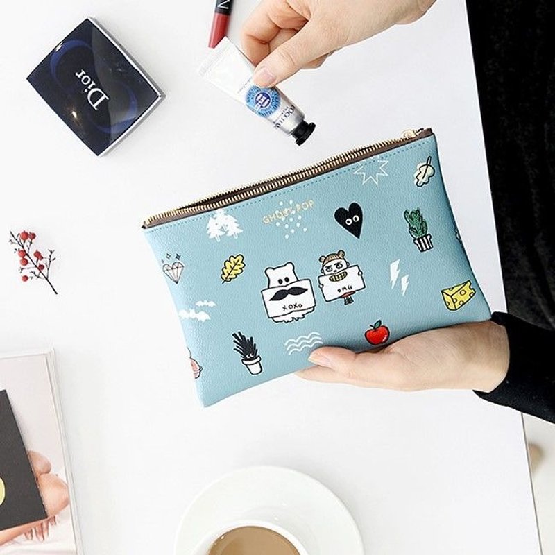 GMZ-顽皮鬼欢乐万用包(M)V2-天空蓝,GMZ03619 - 化妆包/杂物包 - 真皮 蓝色