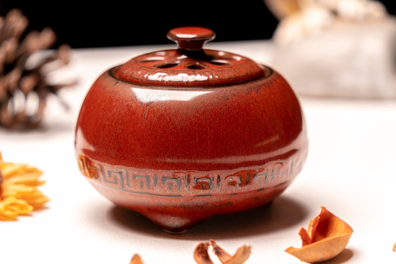 永德堂 - 赤壁丹霞 家用薰香炉 - 香薰/精油/线香 - 陶 红色