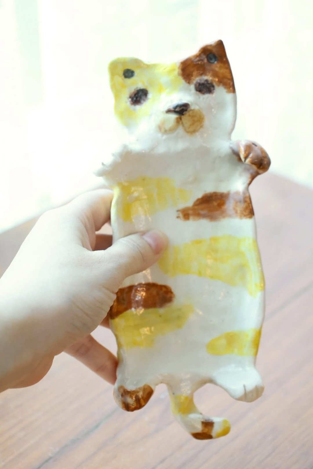 【圣诞节礼物】翻肚橘猫造型盘小物与饰品收纳容器 - 摆饰 - 瓷 黄色