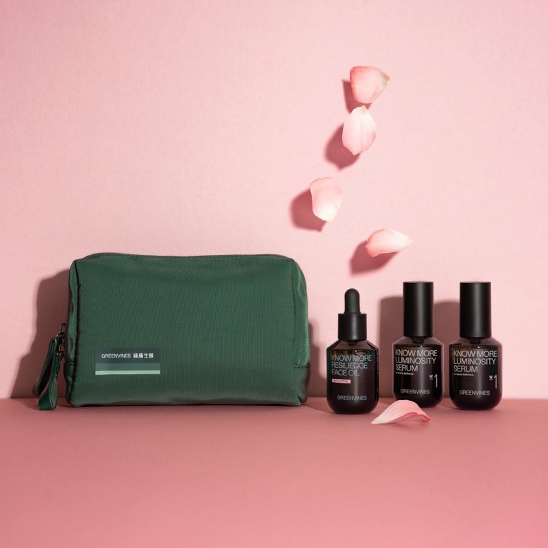 周庆组送化妆包 【绿藤生机】格拉斯玫瑰 x 海洋奇肌修护精华3入 - 乳液 - 其他材质 金色