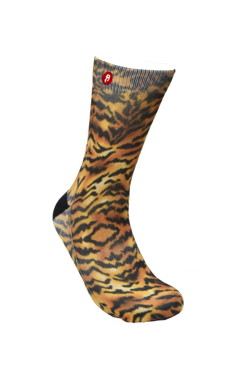 美国Fools Day印花袜 - 虎纹 - 袜子 - 棉．麻 咖啡色