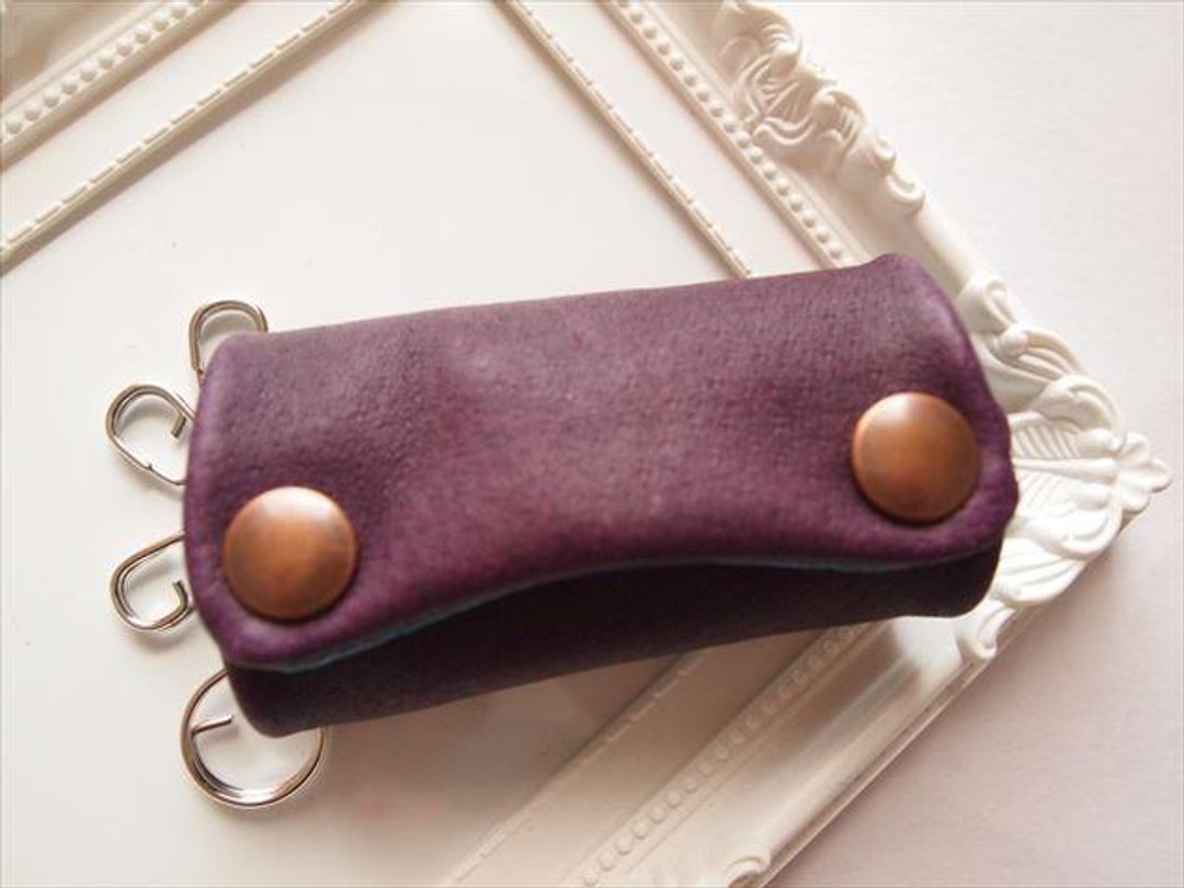 [Pig leather soft key case] by color leather 1528008 - 钥匙链/钥匙包 - 真皮 紫色