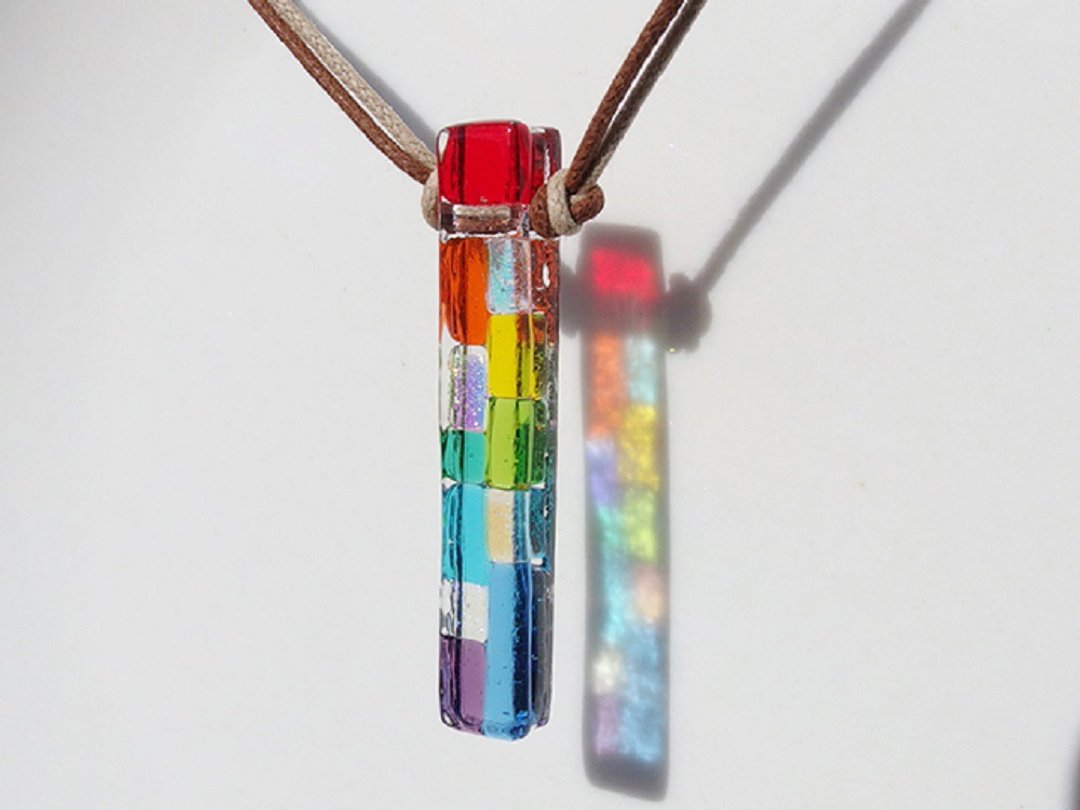 [Rainbow] Aurora glass (Aurora [Rainbow]) Necklace [Can be changed to an aroma pendant] [Made to order] - 项链 - 玻璃 多色