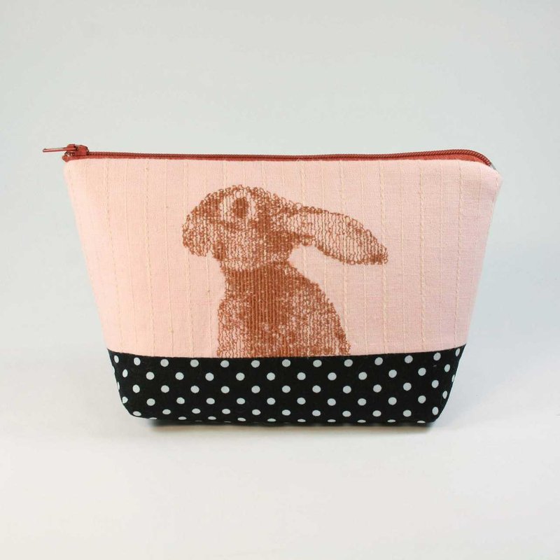 刺绣 化妆包04--免子 - 化妆包/杂物包 - 棉．麻 粉红色