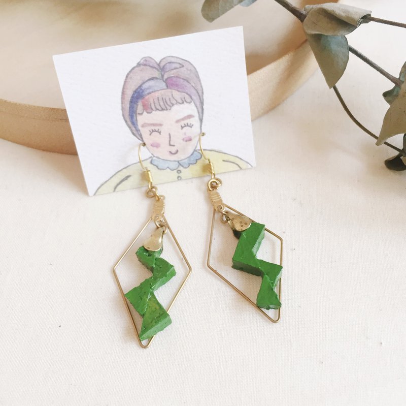 爱情如同闪电般酒塞再制耳环-绿 - 耳环/耳夹 - 其他材质 绿色