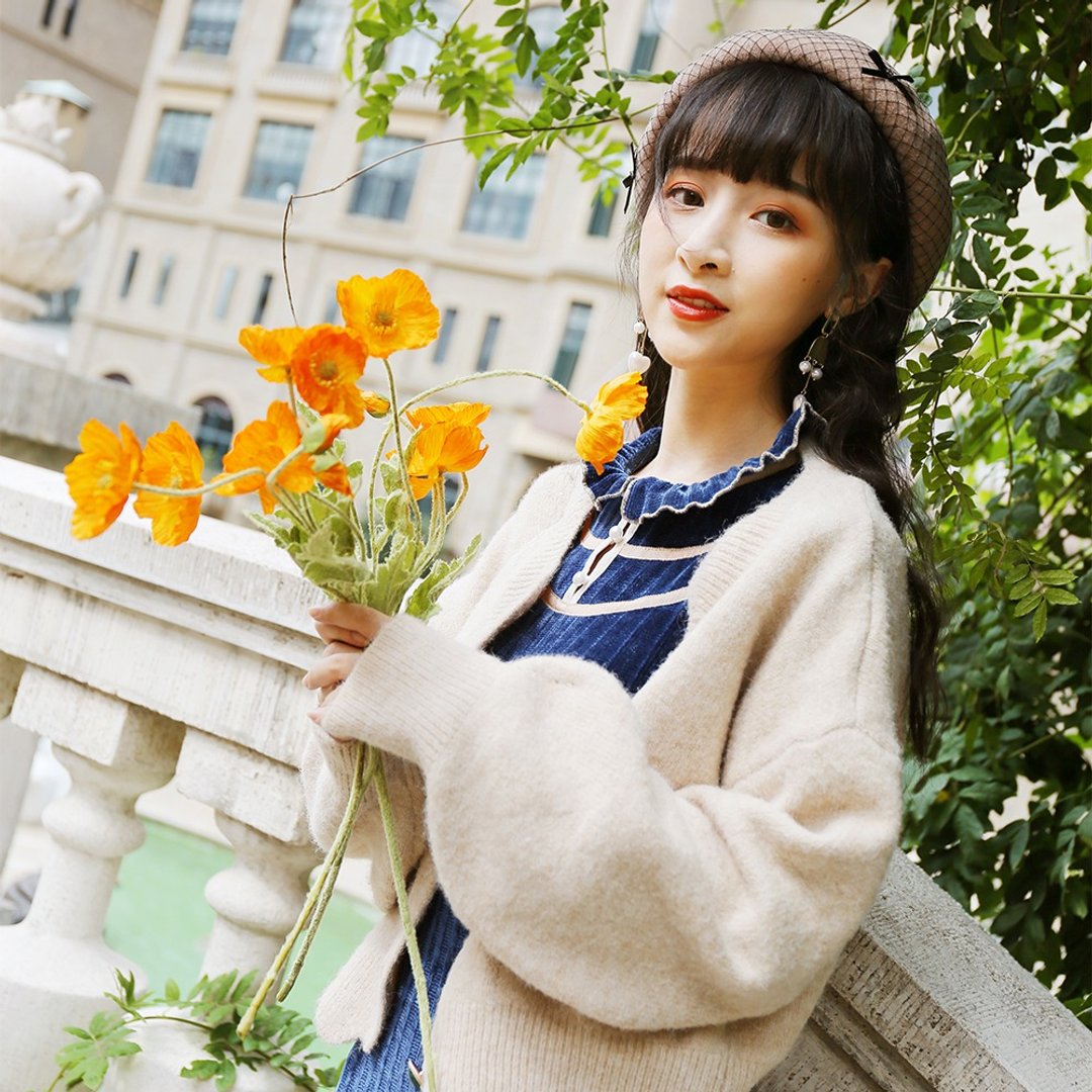 慵懒风新款韩版宽松针织开衫百搭短款毛衣女长显瘦款外搭外套9050 - 女装针织衫/毛衣 - 其他材质 