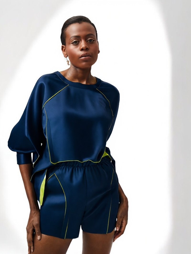 2024春夏新品-短版宽松上衣 (23W1TP03) - 女装上衣 - 聚酯纤维 