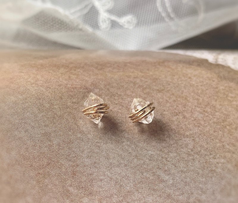 【14Kgf不褪色】极品赫基蒙 高品质双尖晶 不过敏 - 耳环/耳夹 - 贵金属 金色