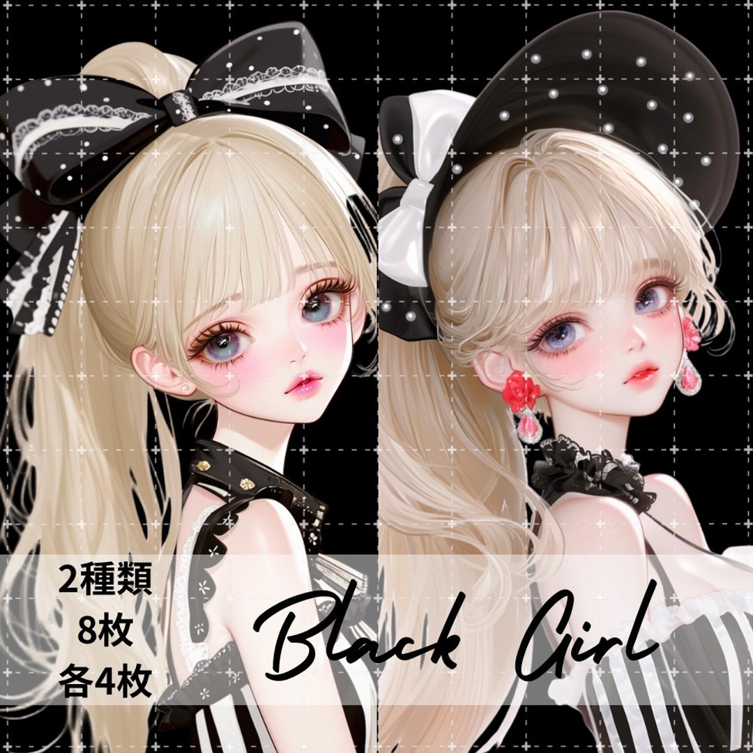 2款 pinokkumashop 人物贴纸 女孩贴纸 拼贴素材 - 贴纸 - 纸 