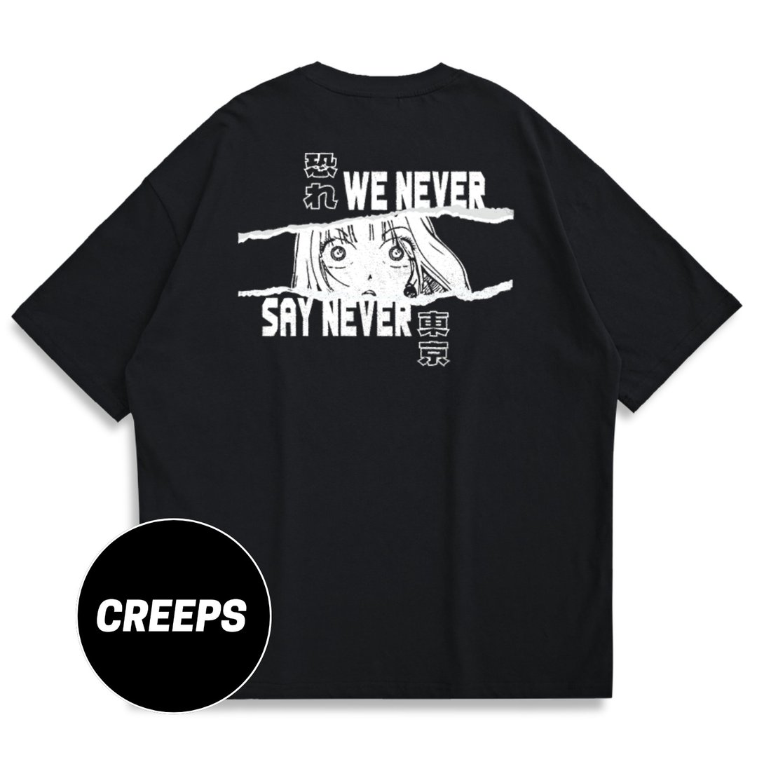 【CREEPS】Never Say Never 宽松重磅印花T恤 210g - 男装上衣/T 恤 - 棉 多色