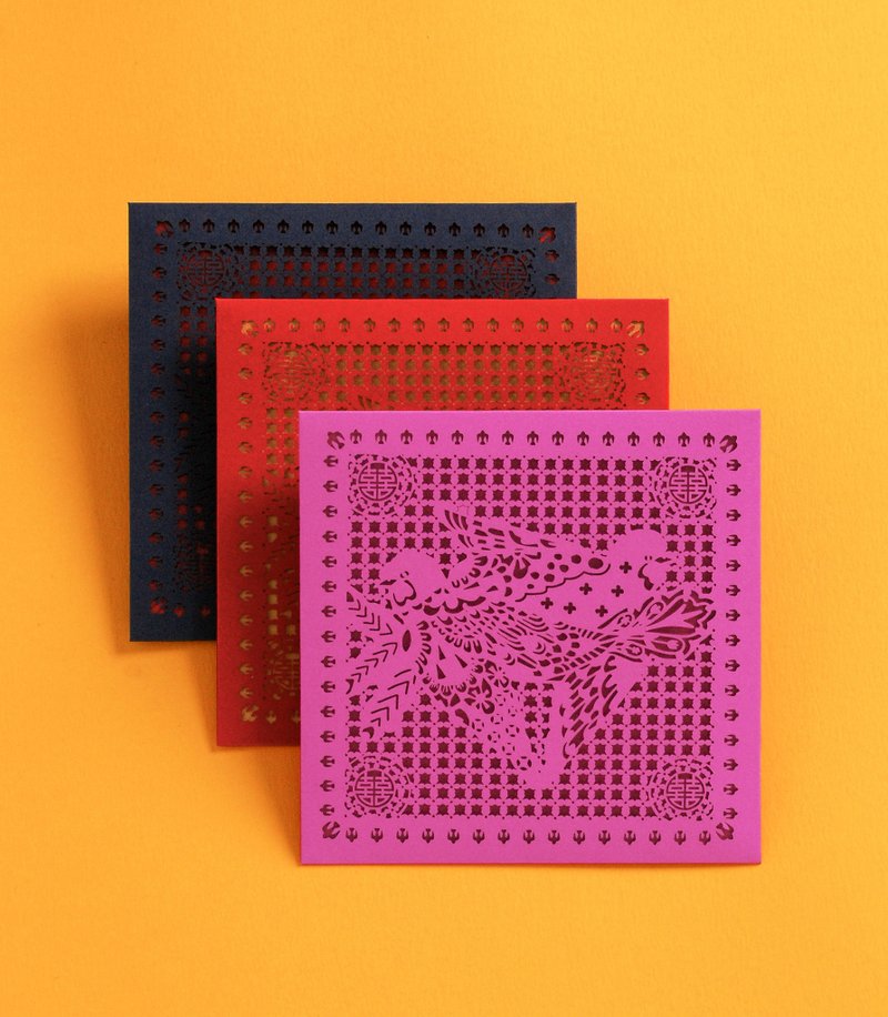 金余喜帖 中式 喜帖 红色 双鸟B 雷雕 样本费 - 卡片/明信片 - 纸 红色