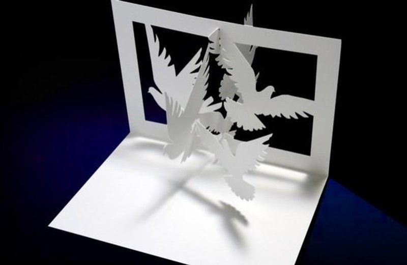 Pop-up message card -Bird- - 卡片/明信片 - 纸 白色