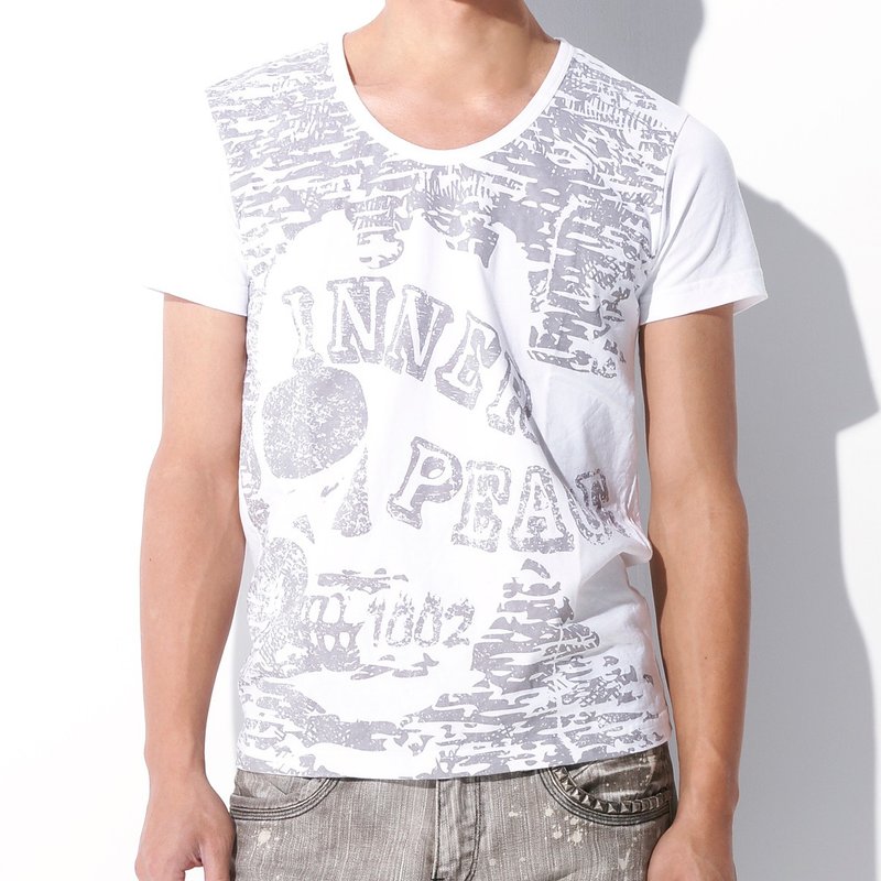 合身版 圆领 骷髅头网版 精梳棉T-Shirt - 中性连帽卫衣/T 恤 - 棉．麻 透明