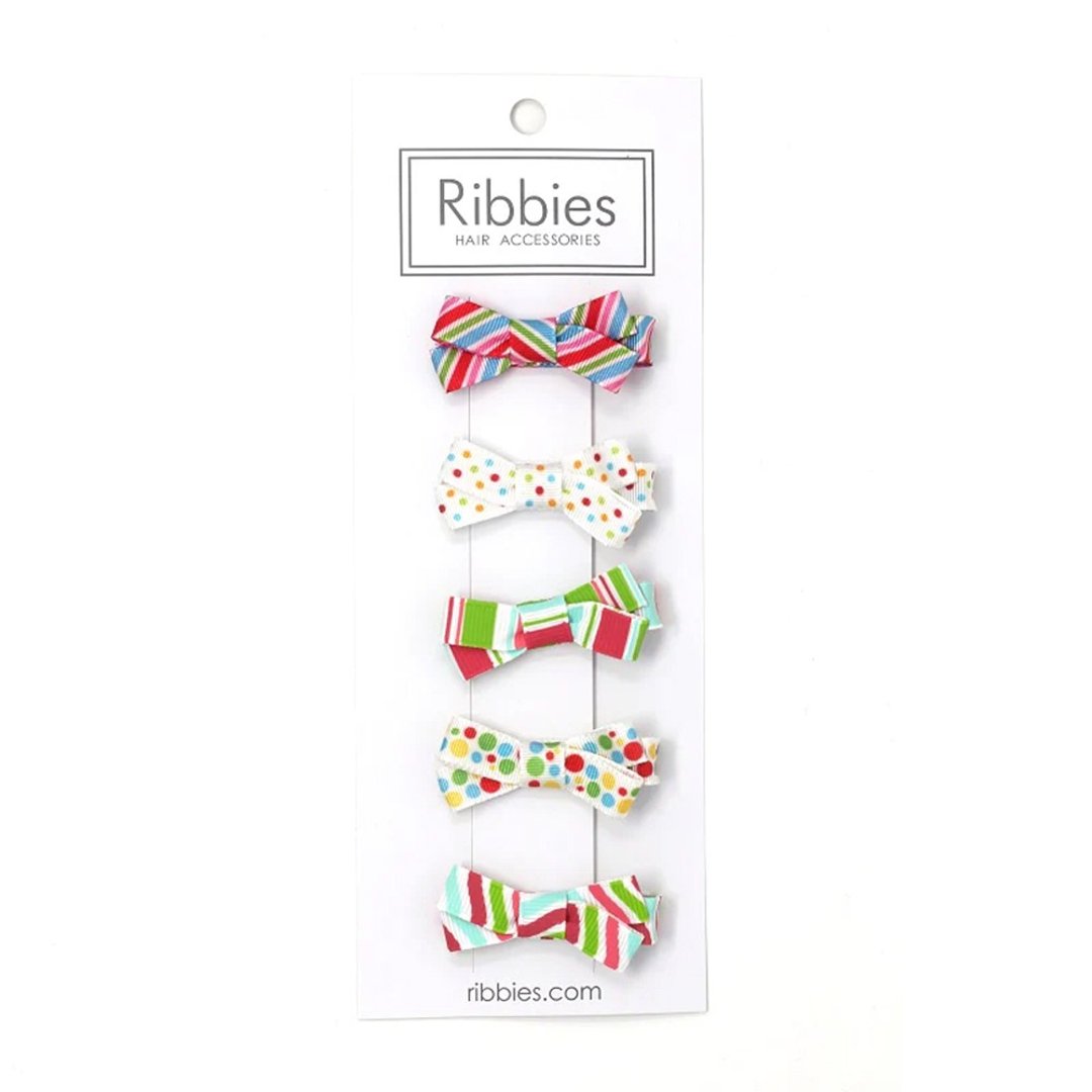 英国Ribbies 糖果蝴蝶结5入组-红配绿 儿童发饰 - 婴儿饰品 - 聚酯纤维 